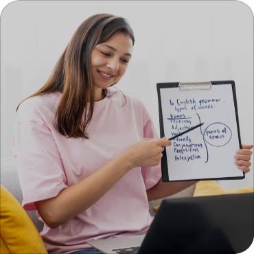 Online tutor presenting a lesson